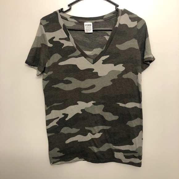 Victoria secret pink camouflage shirt green xs